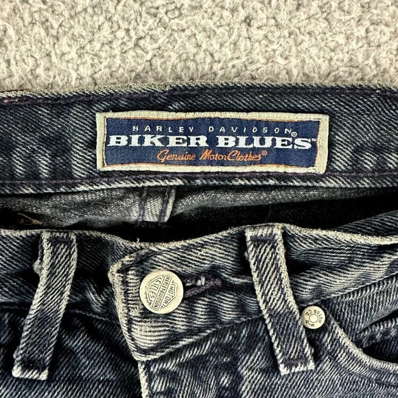 Vintage Harley Davidson Jeans size 28x30 Biker Blues High Waist Charcoal 90s - Picture 5 of 16